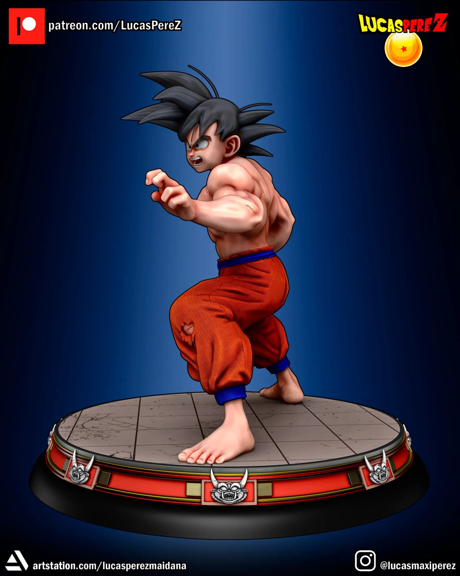 STL - Figura de Goku estilo anime 3 render 5