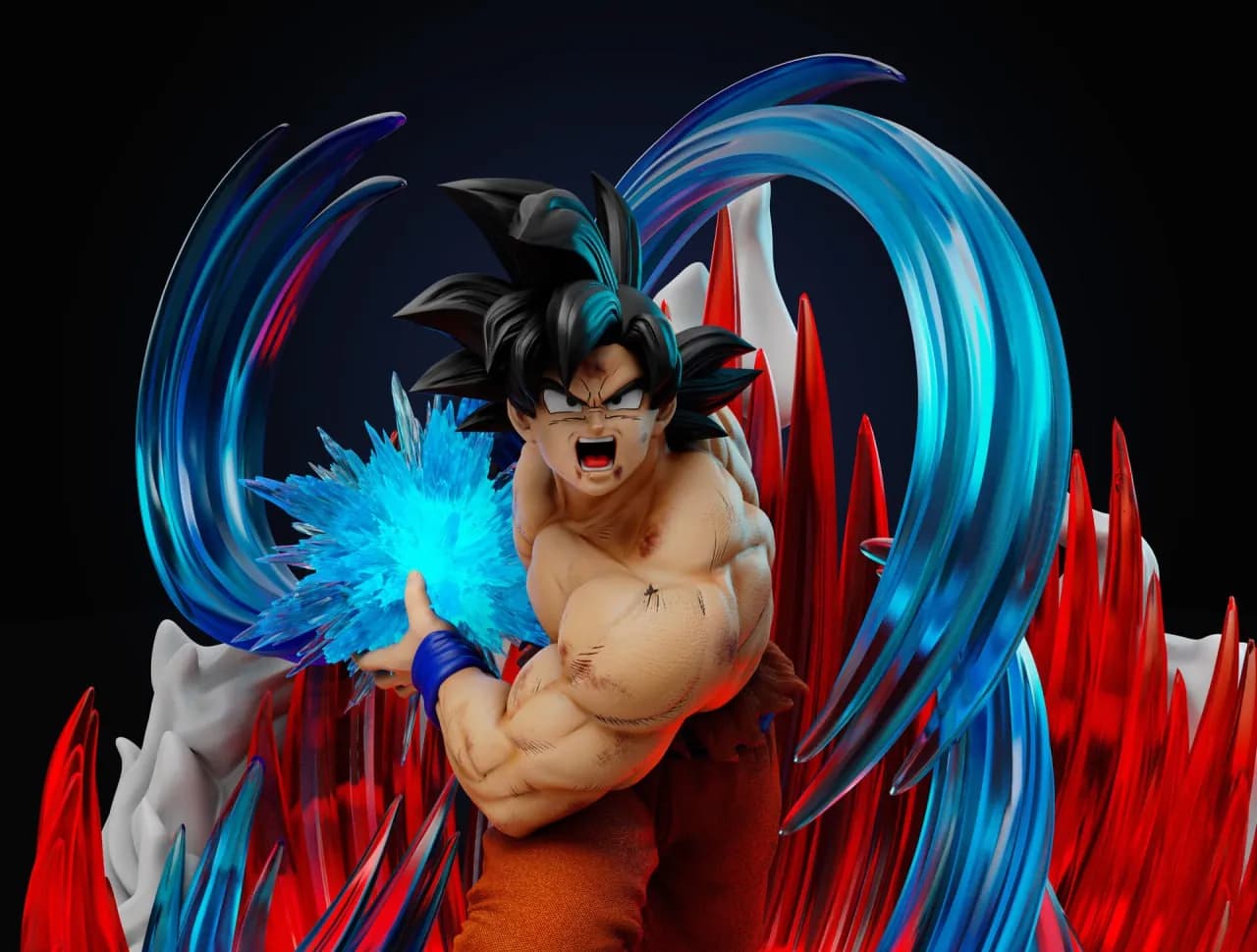 STL - Figura de Goku Kaioken render 3