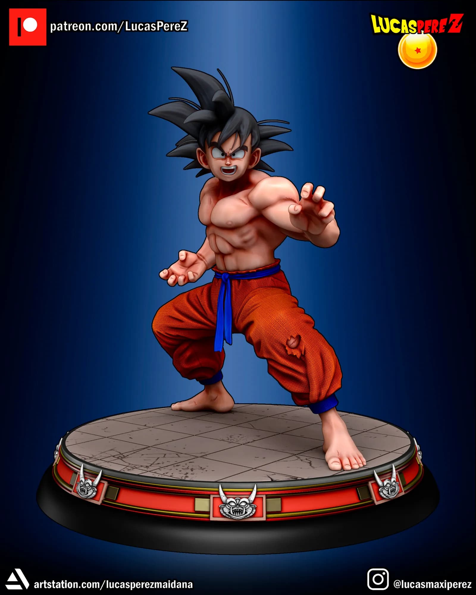 STL - Figura de Goku niño render 4