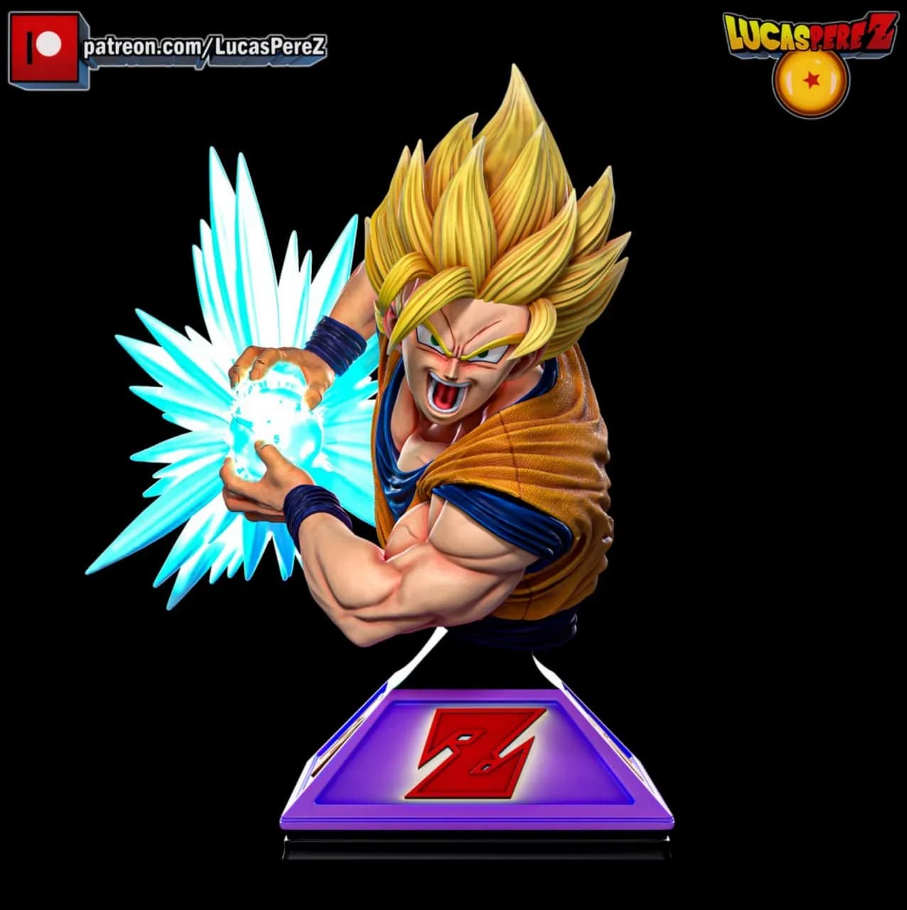 STL - Figura de Goku SSJ3 render 2