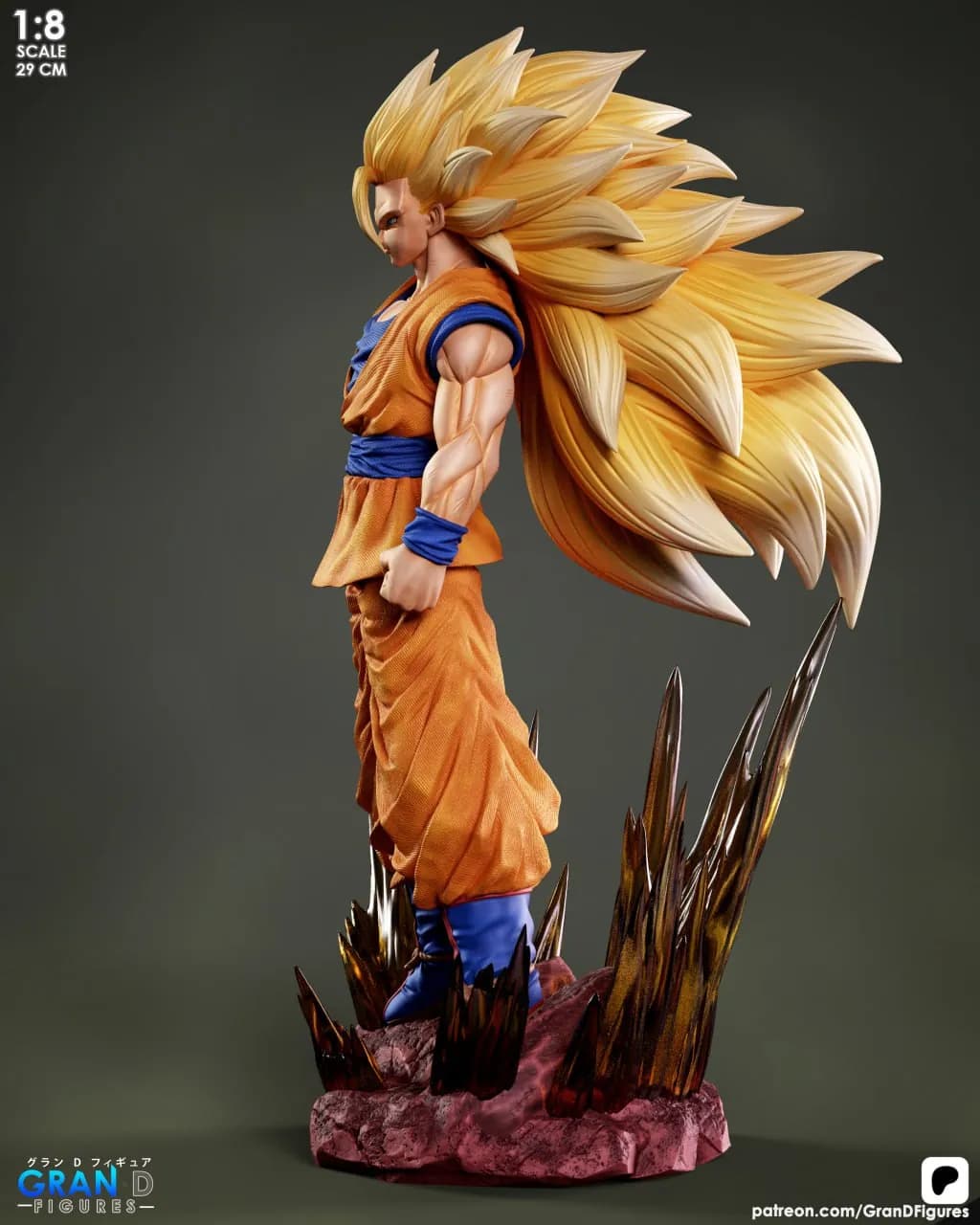 STL - Figura de Goku Super Saiyajin 3 4 render 3