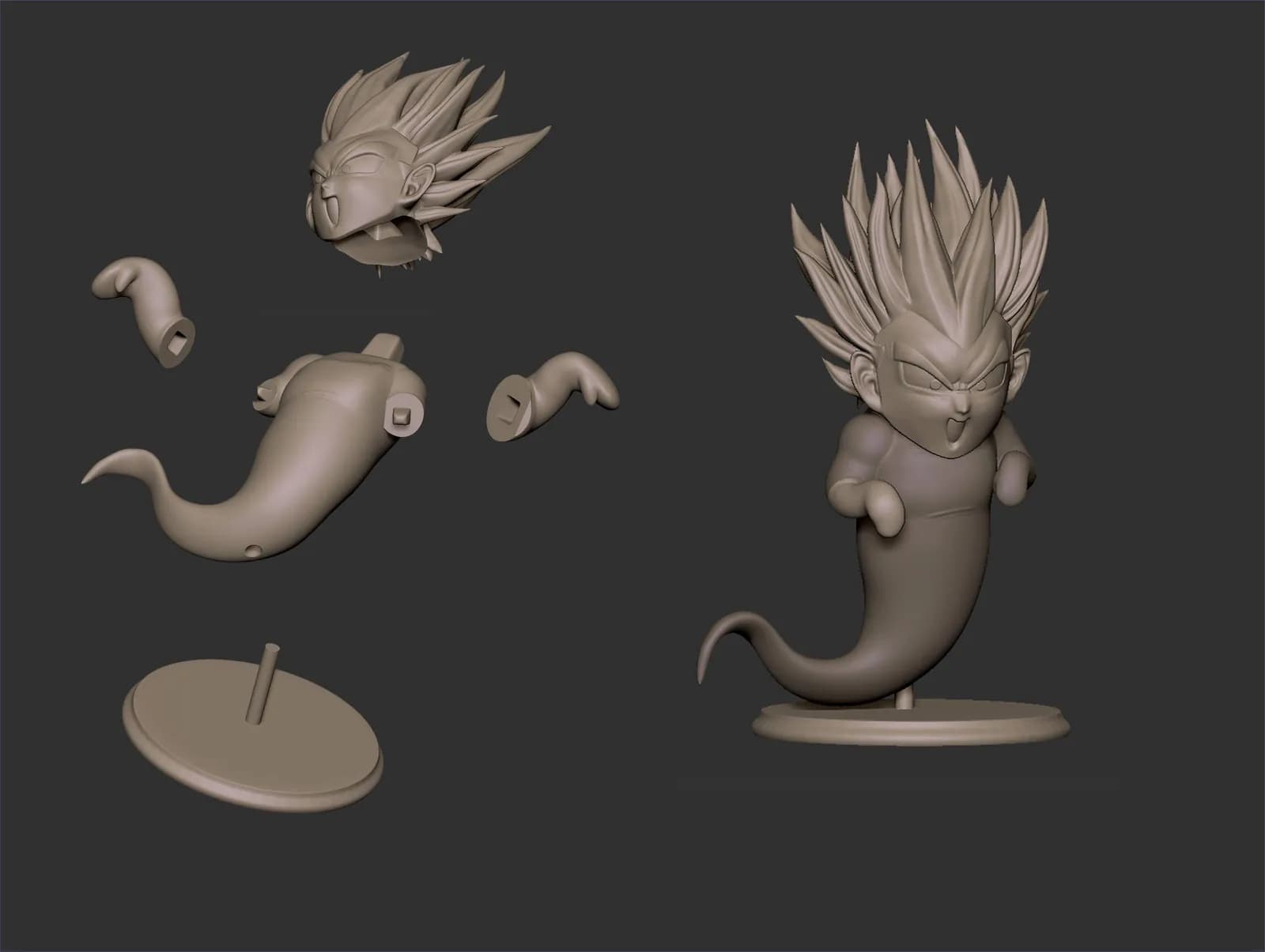 STL - Figura de Gotenks en modo Boo render 3