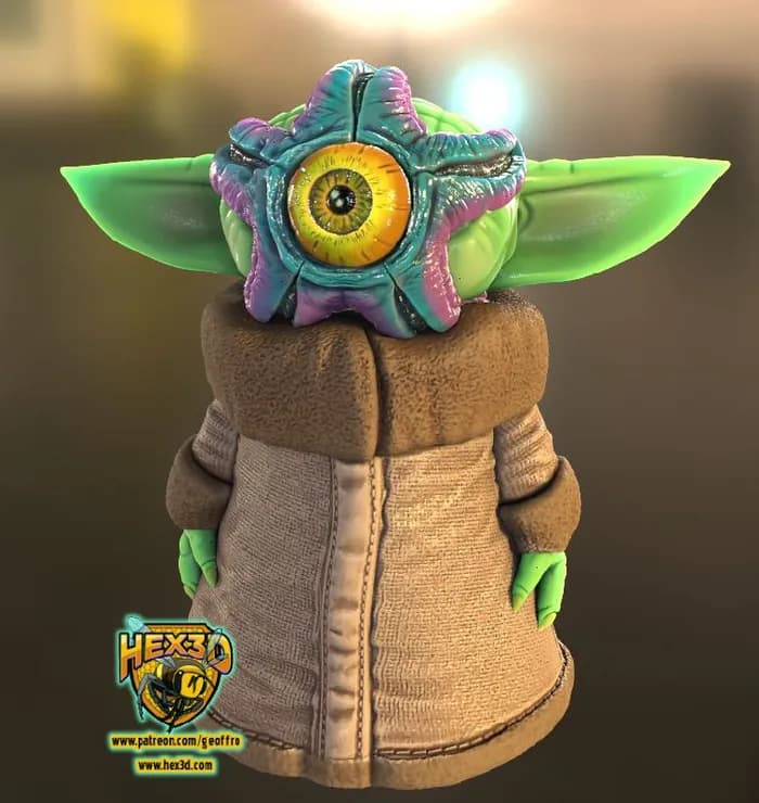 STL - Grogu with Starro Drone Figure