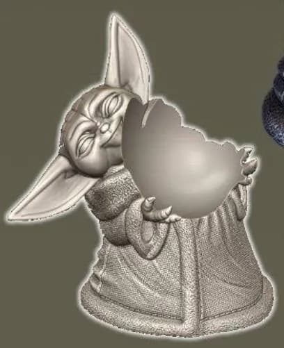 STL - Figura de Grogu con huevo