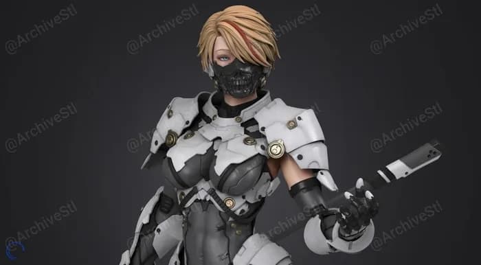 STL - Figura de guerrera cibernética