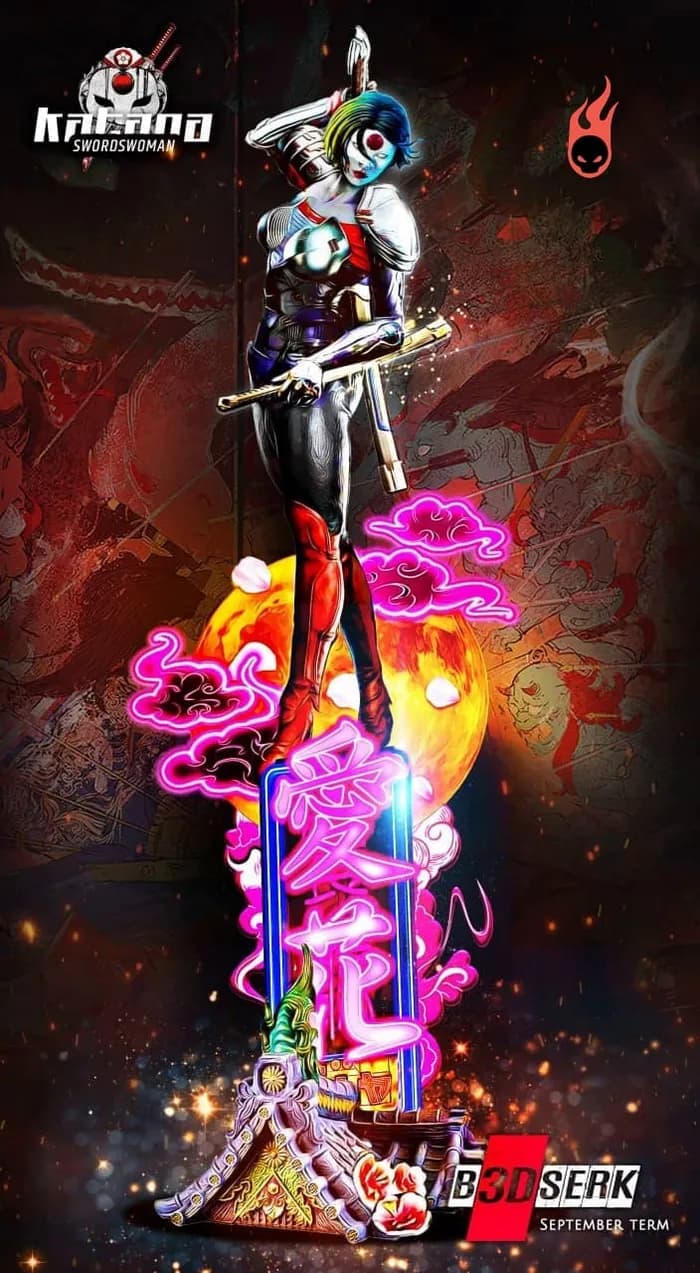 STL - Figura de guerrera espadachina
