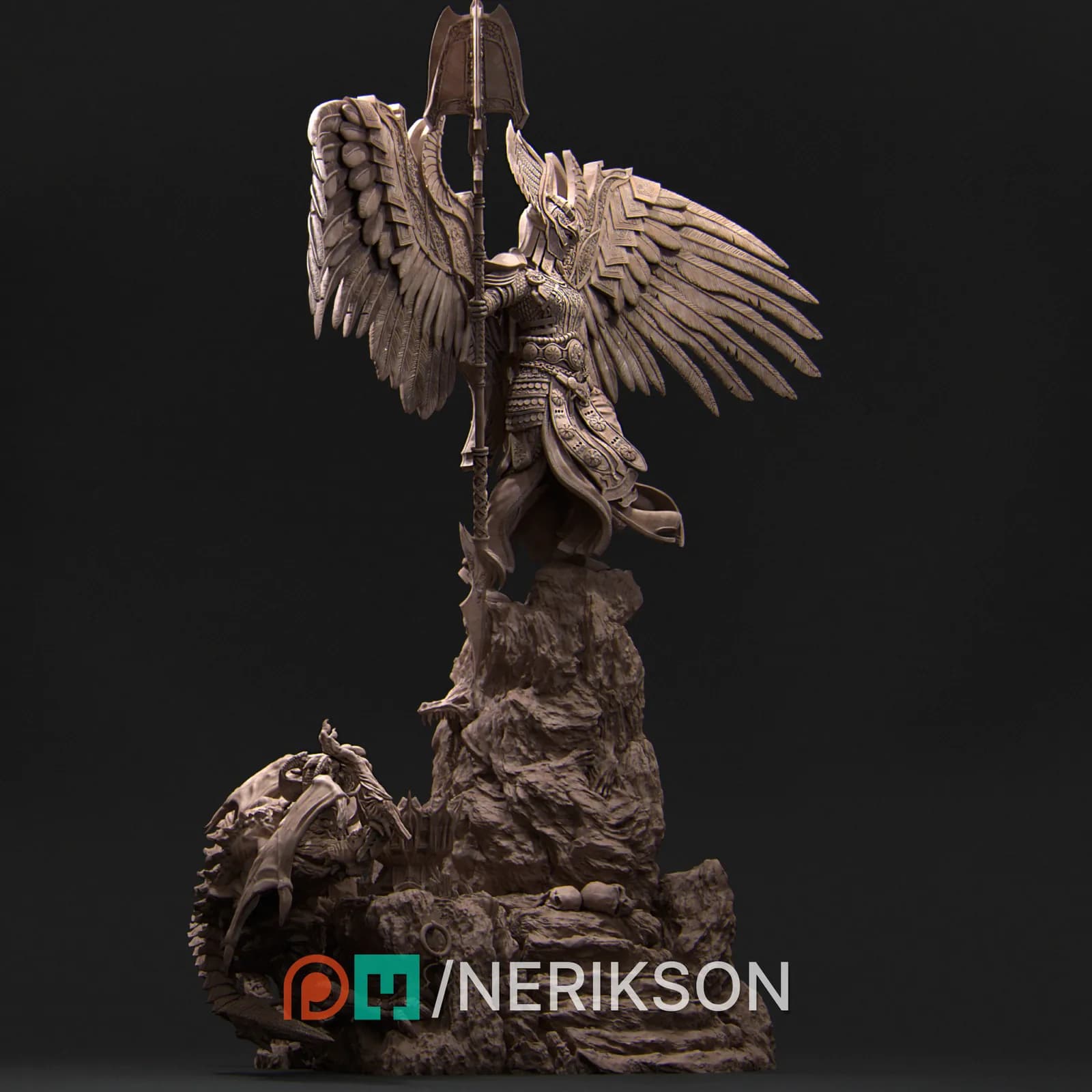 STL - Figura de guerrero alado