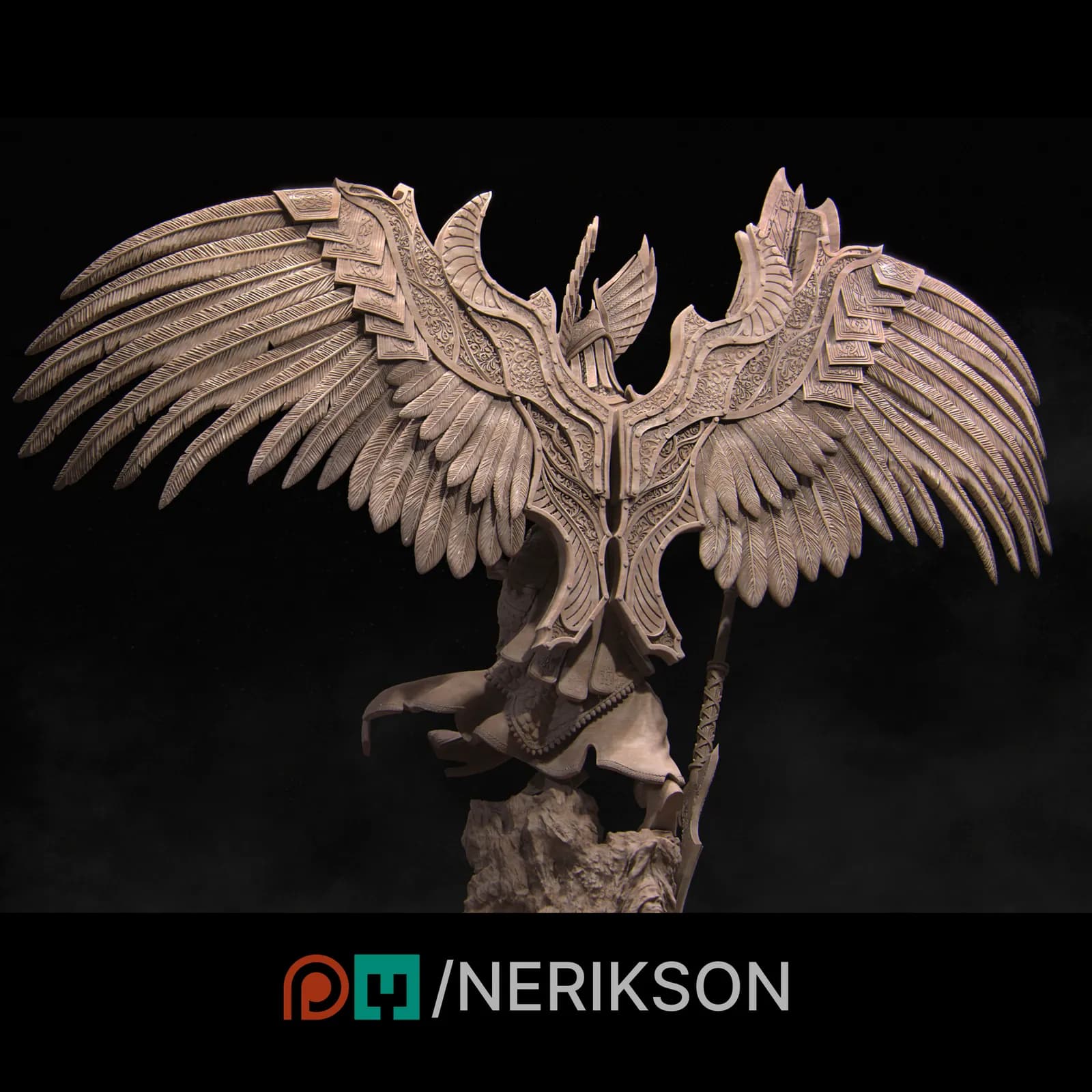 STL - Figura de guerrero alado