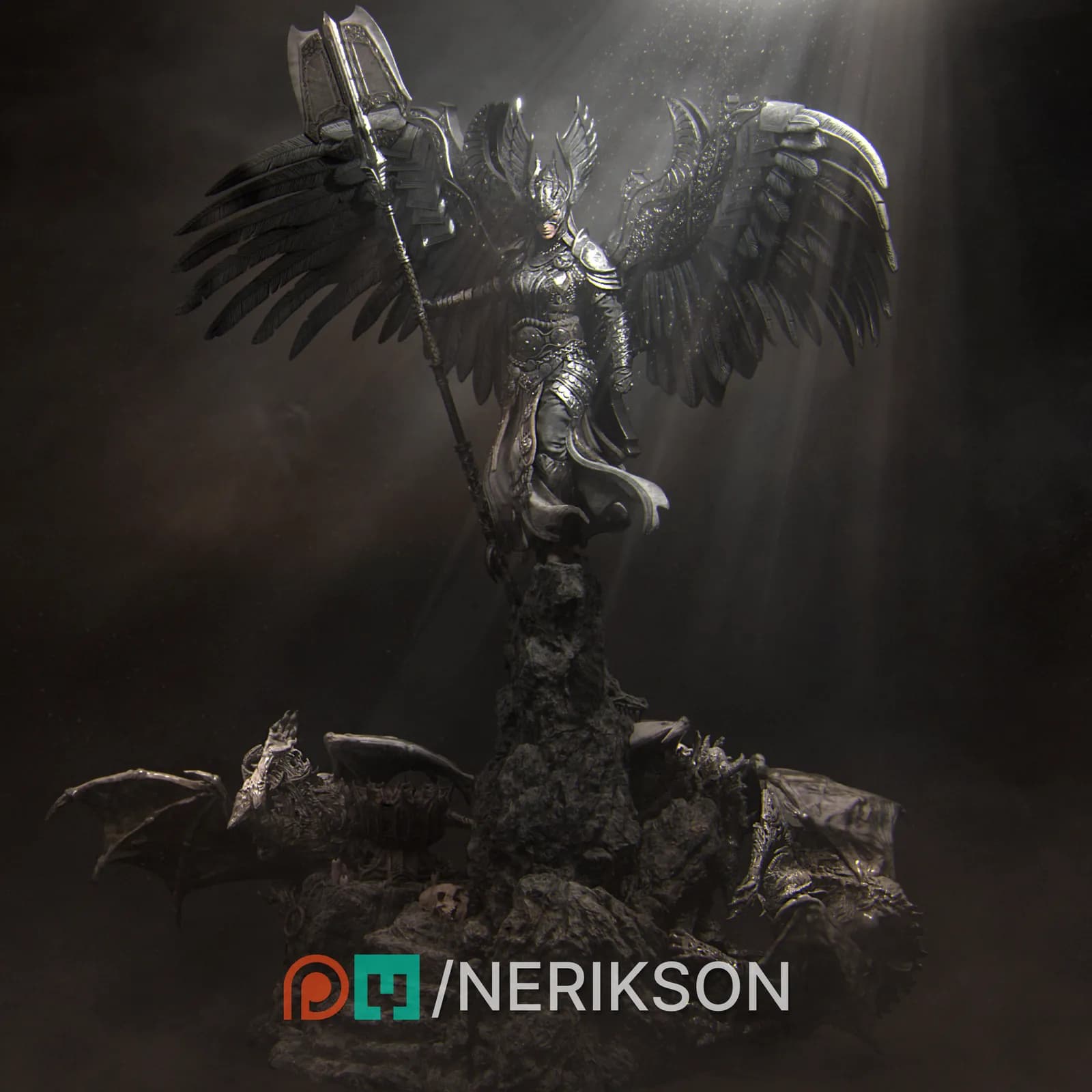 STL - Figura de guerrero alado