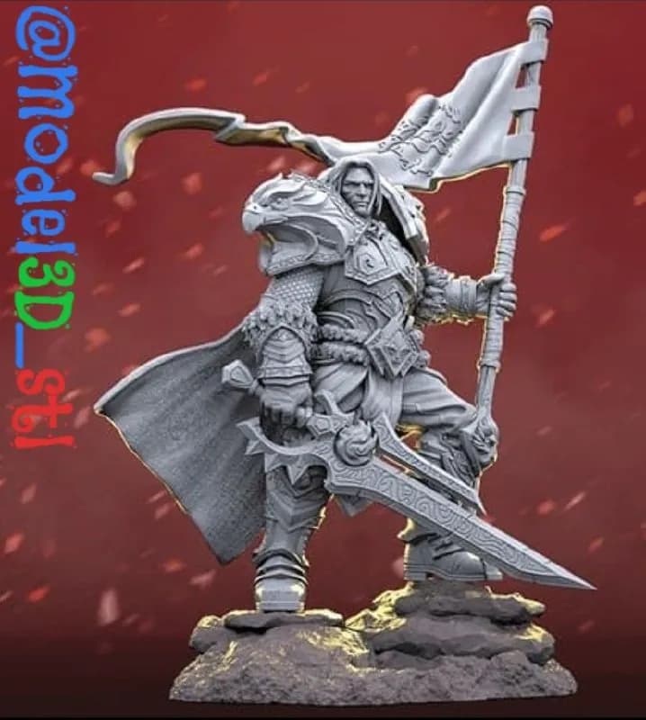 STL - Figura de Guerrero con Bandera