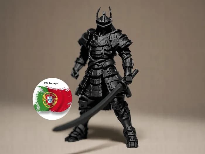 STL - Figura de Guerrero Samurái Negro render 2