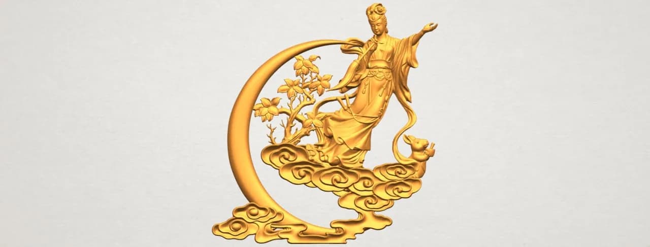 STL - Figura de Hada en la Luna render 2