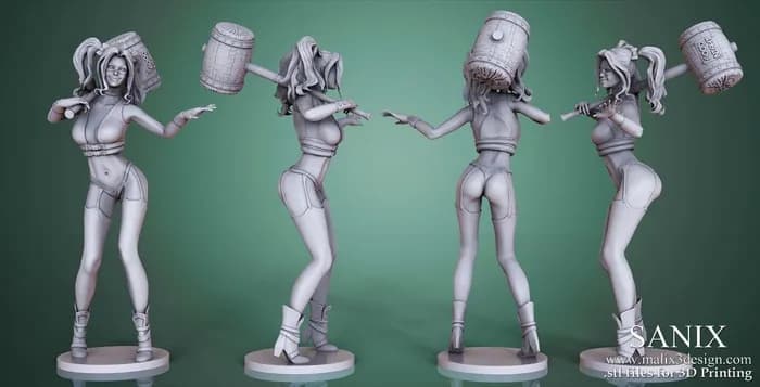 STL - Figura de Harley Quinn con Mazo