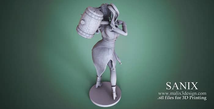 STL - Figura de Harley Quinn con Mazo render 3