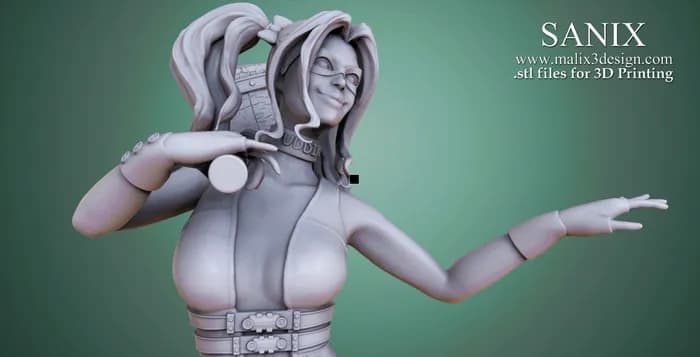 STL - Figura de Harley Quinn con Mazo render 4