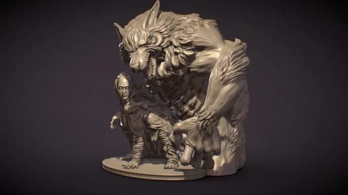 STL - Figura de Hombre Lobo con Humano