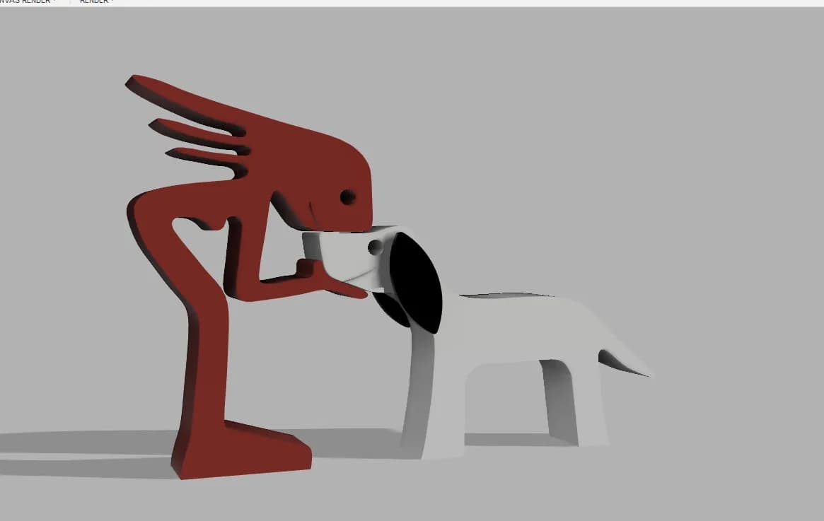 STL - Figura de humano y perro render 2
