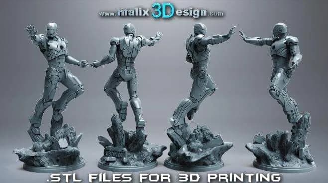STL - Figura de Iron Man en Acción render 2