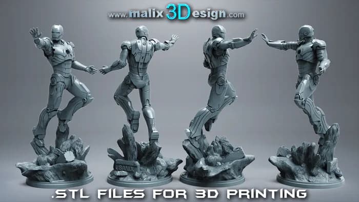 STL - Figura de Iron Man en Acción render 3