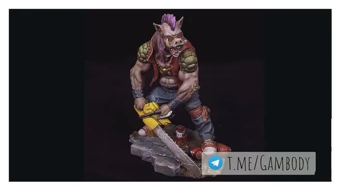 STL - Figura de jabalí con motosierra render 2