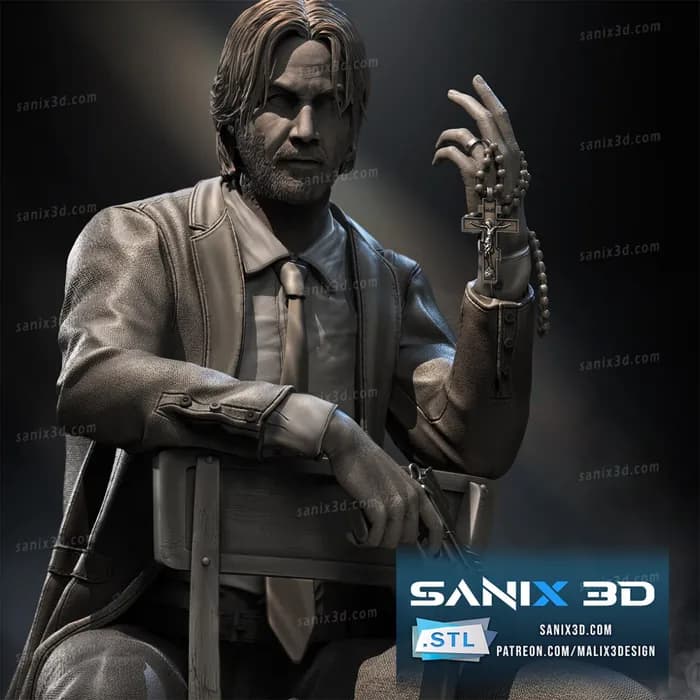 STL - Figura de John Wick con rosario