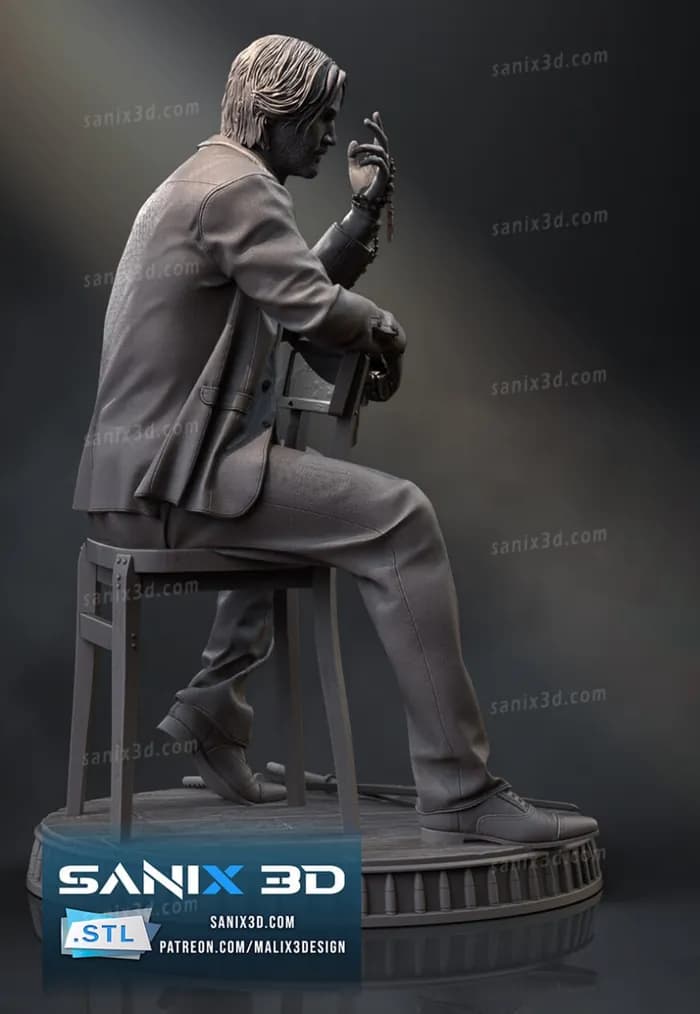 STL - Figura de John Wick con rosario render 3