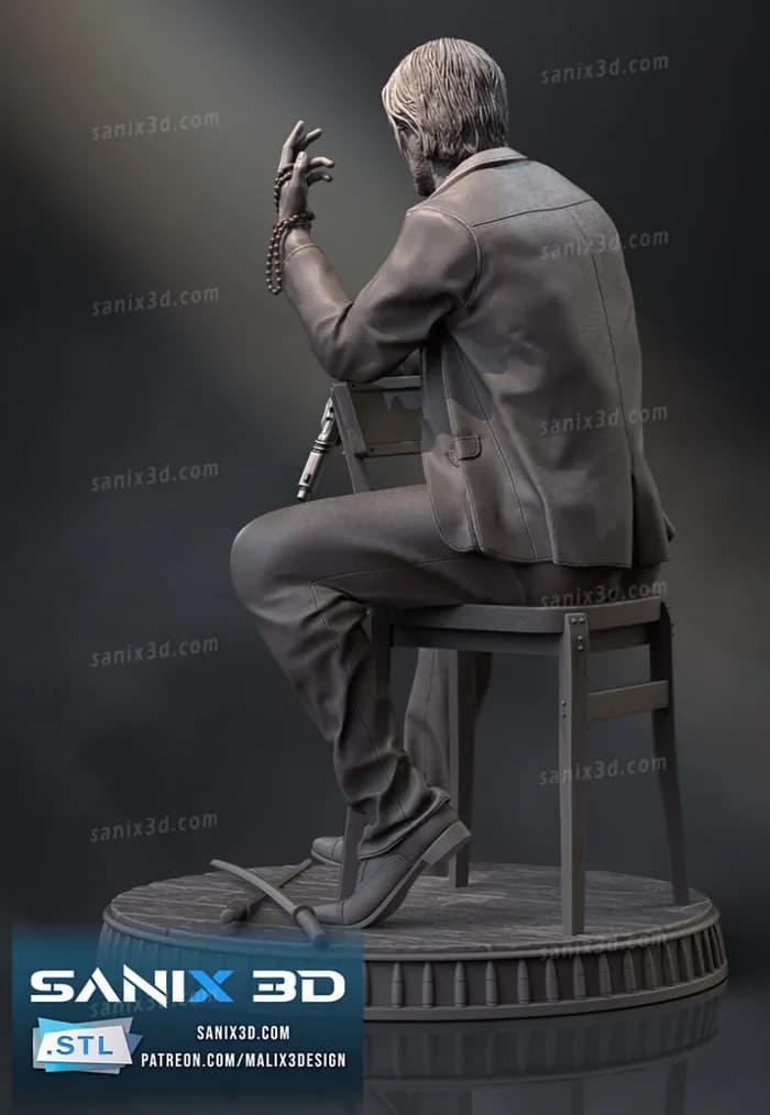 STL - Figura de John Wick con rosario render 4