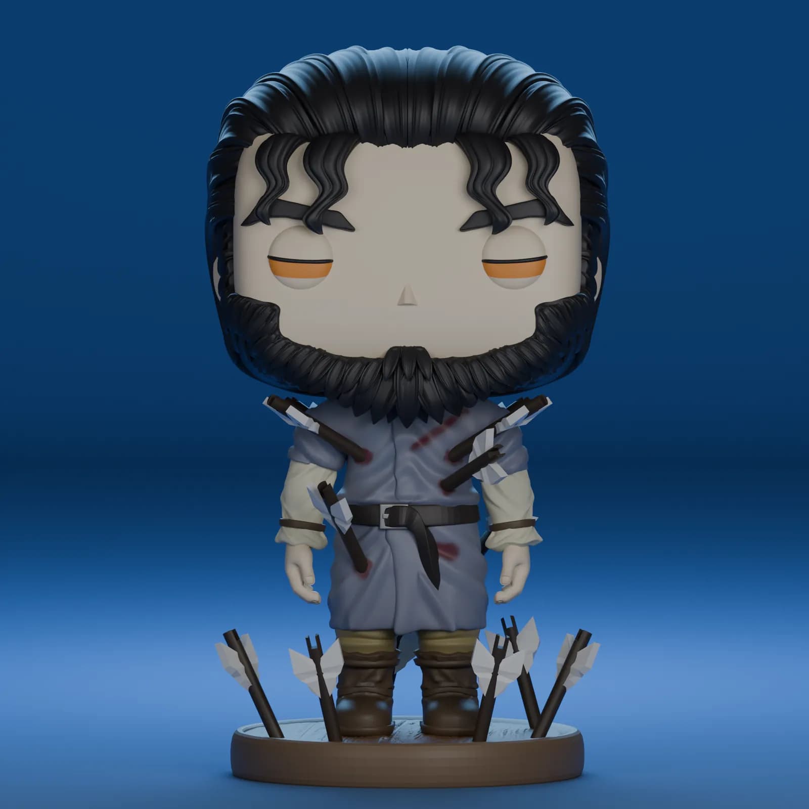 STL - Figura de Jon Snow con flechas render 2