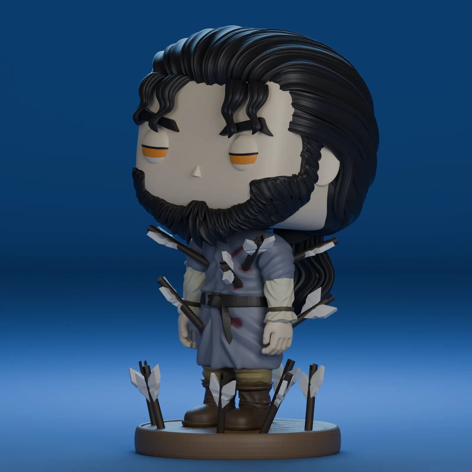 STL - Figura de Jon Snow con flechas render 3