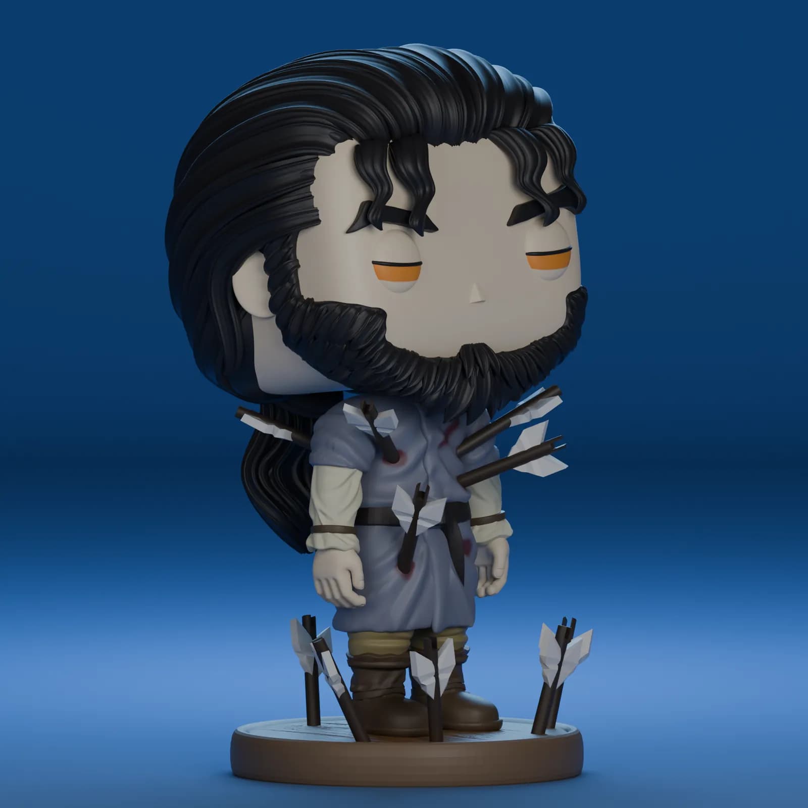 STL - Figura de Jon Snow con flechas render 4