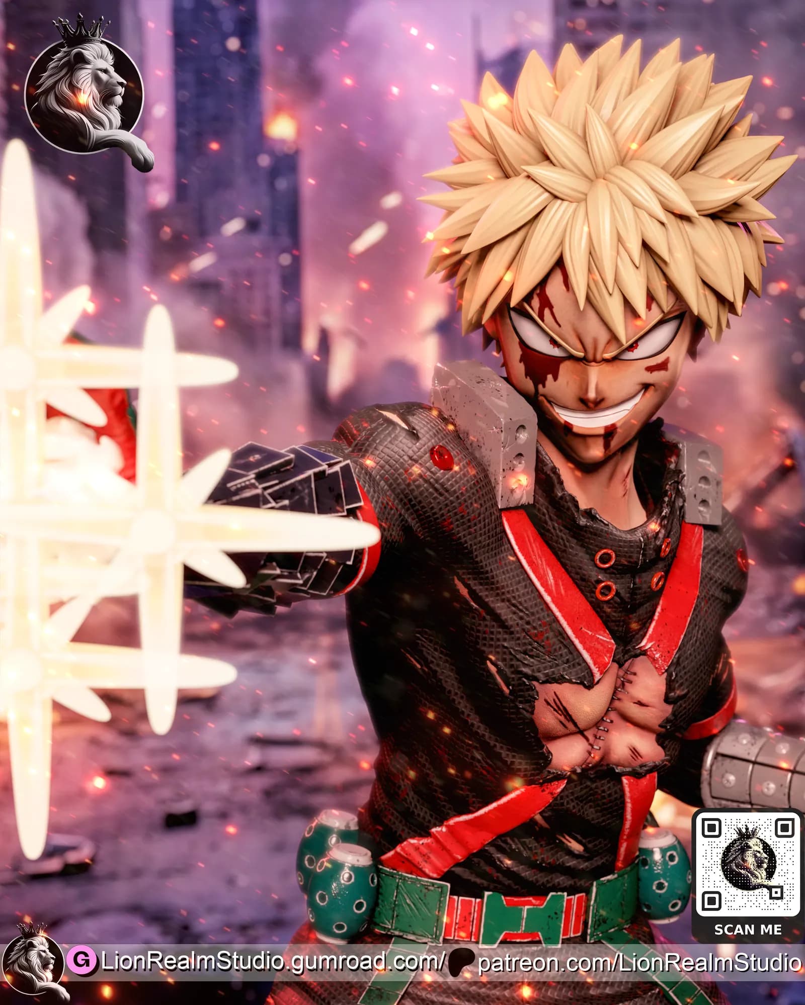 STL - Figura de Katsuki Bakugo 2 render 2