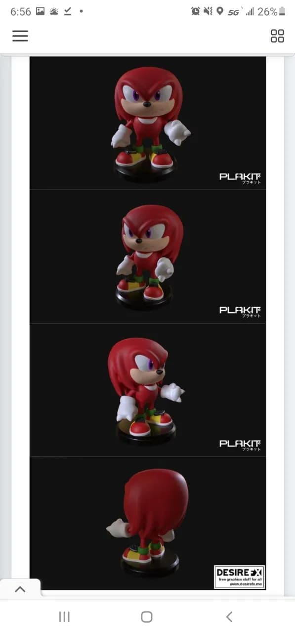 STL - Figura de Knuckles el Echidna render 5