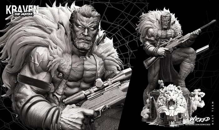 STL - Figura de Kraven el Cazador render 4