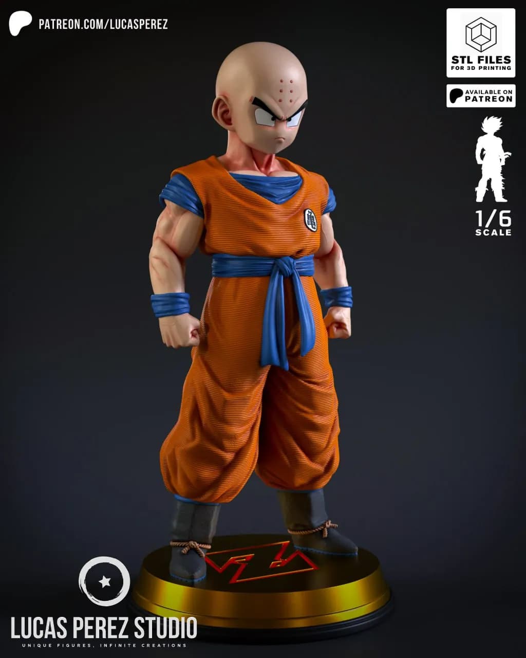 STL - Figura de Krilin estilo anime render 2
