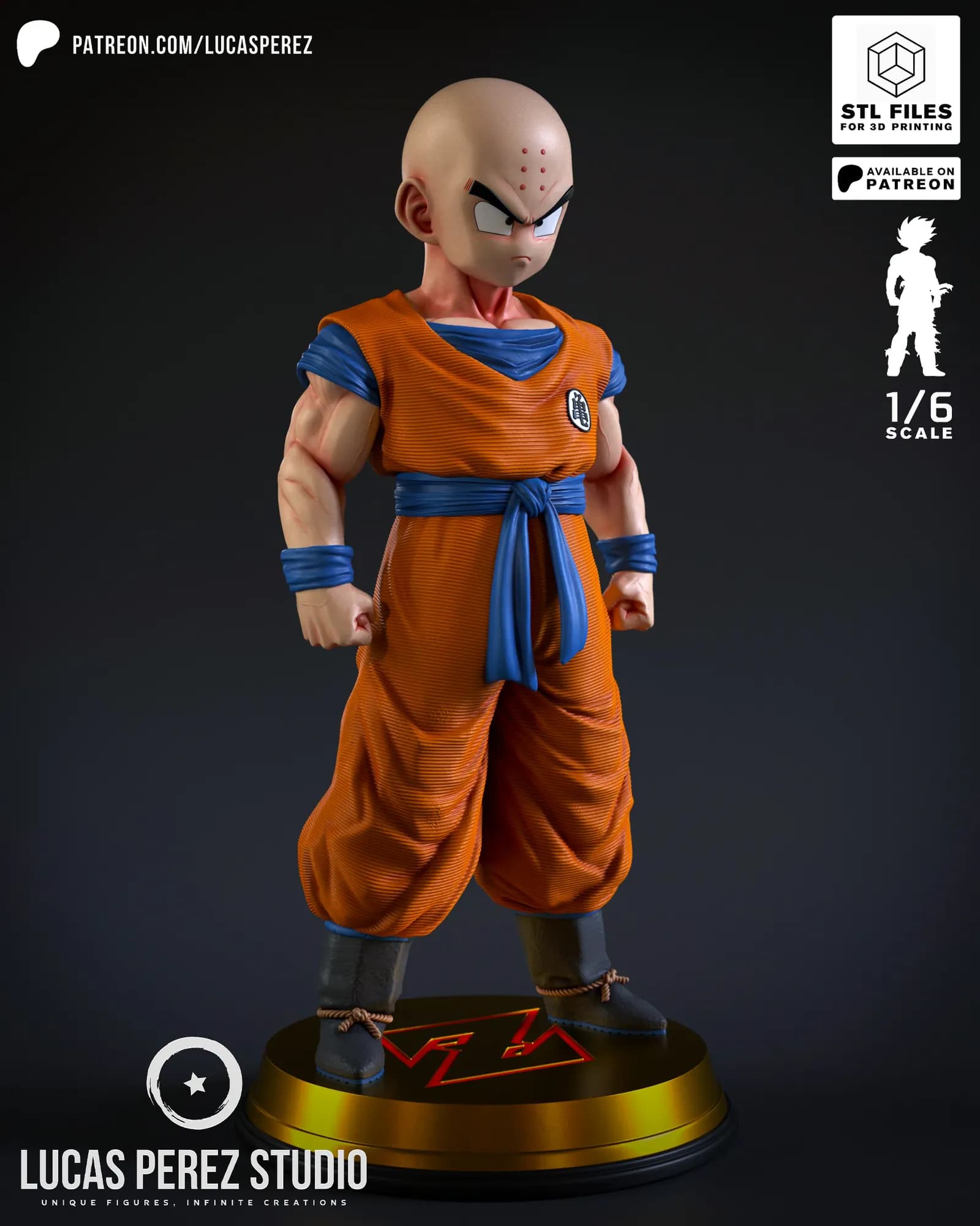 STL - Figura de Krilin estilo anime render 5