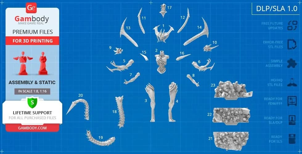 STL - Figura de la Reina Demonio Diablo render 5