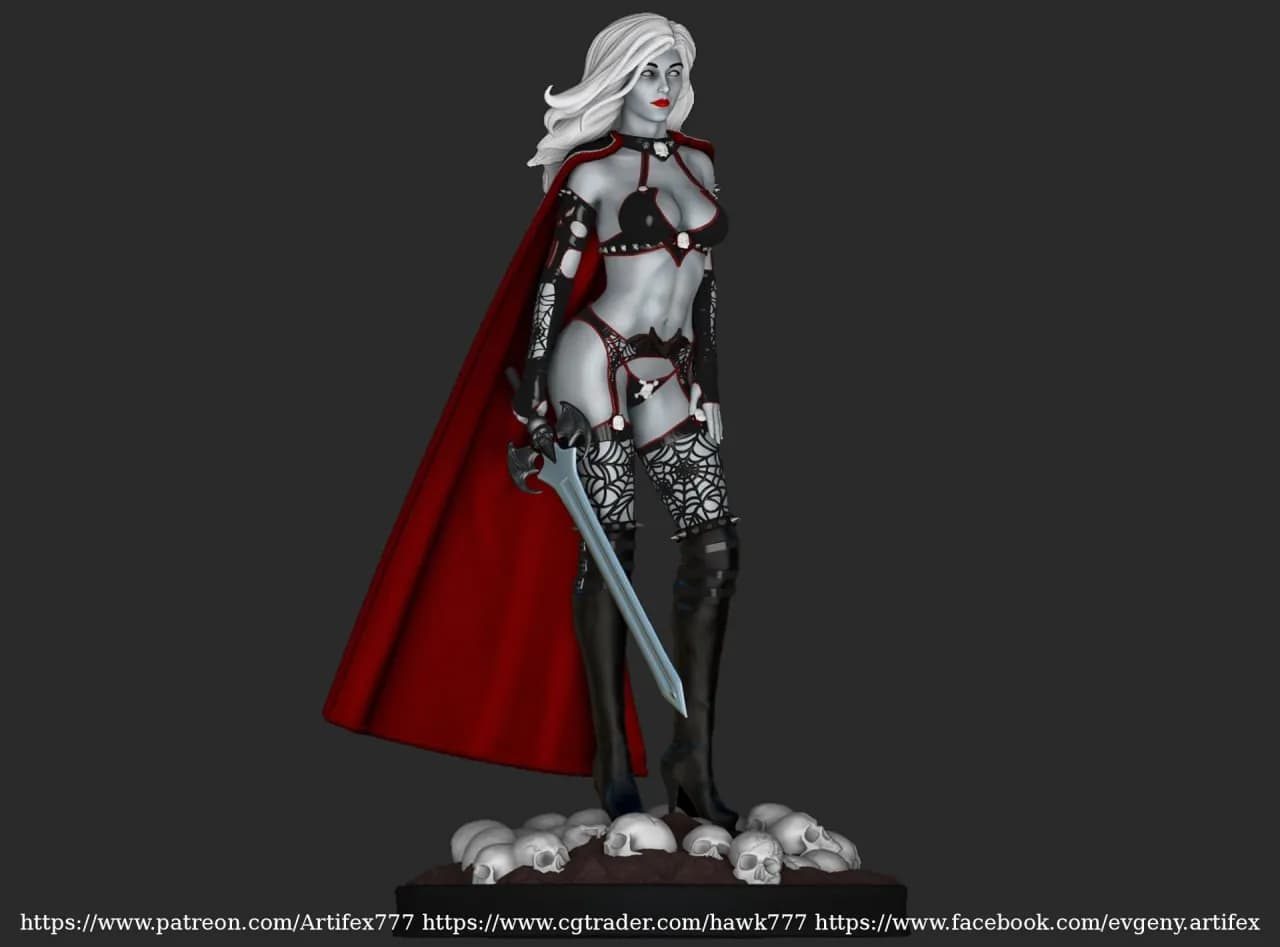 STL - Figura de Lady Death con espada