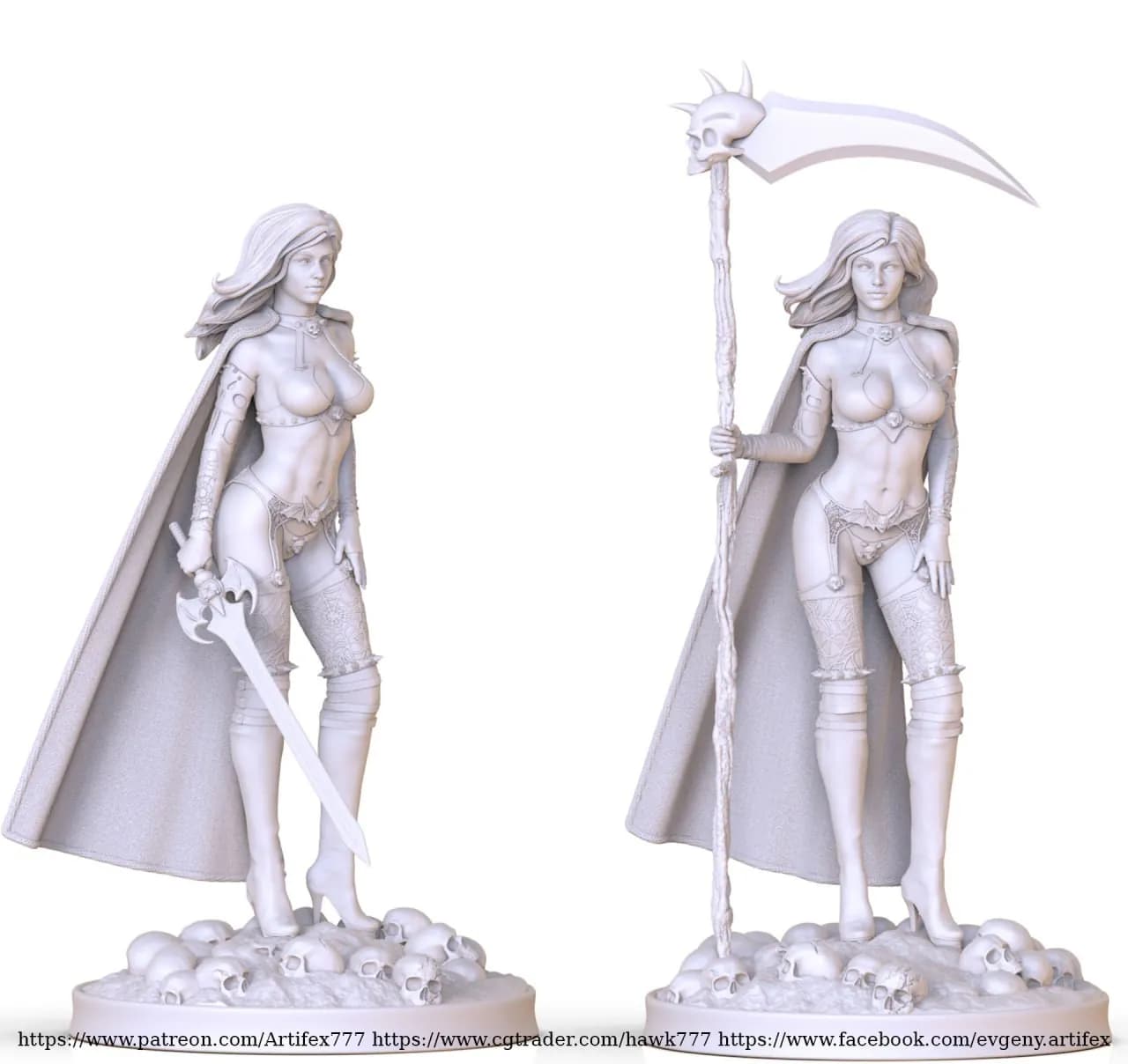 STL - Figura de Lady Death con espada render 2