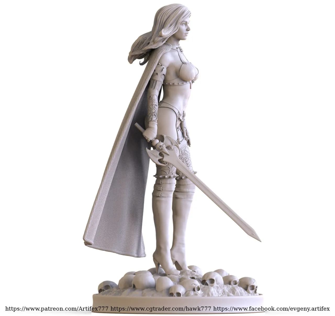 STL - Figura de Lady Death con espada render 4
