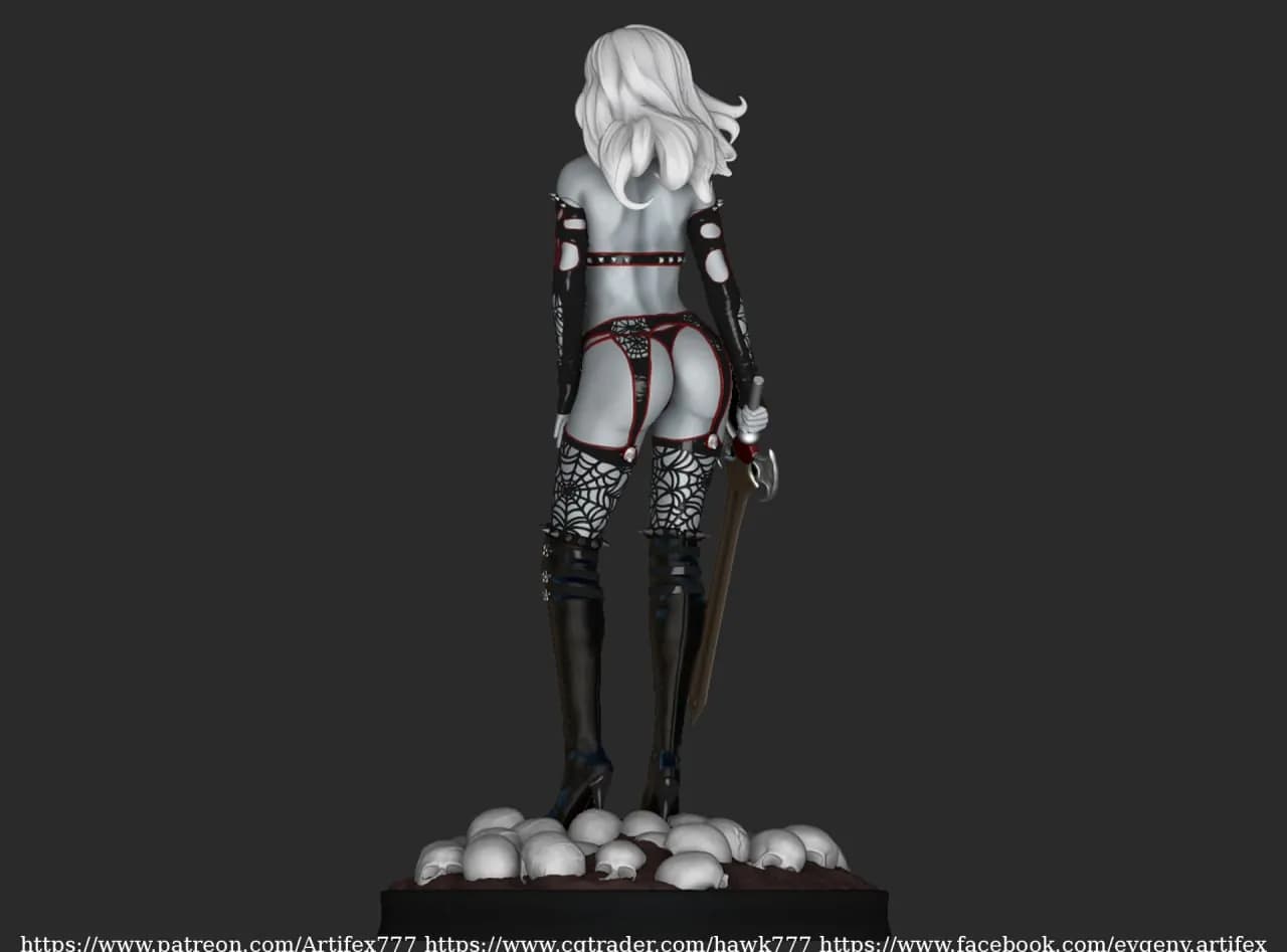 STL - Figura de Lady Death con espada render 5