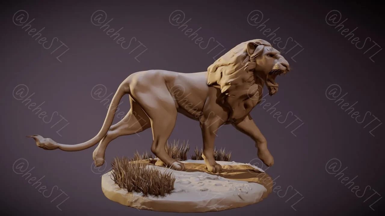 STL - Figura de León Rugiendo