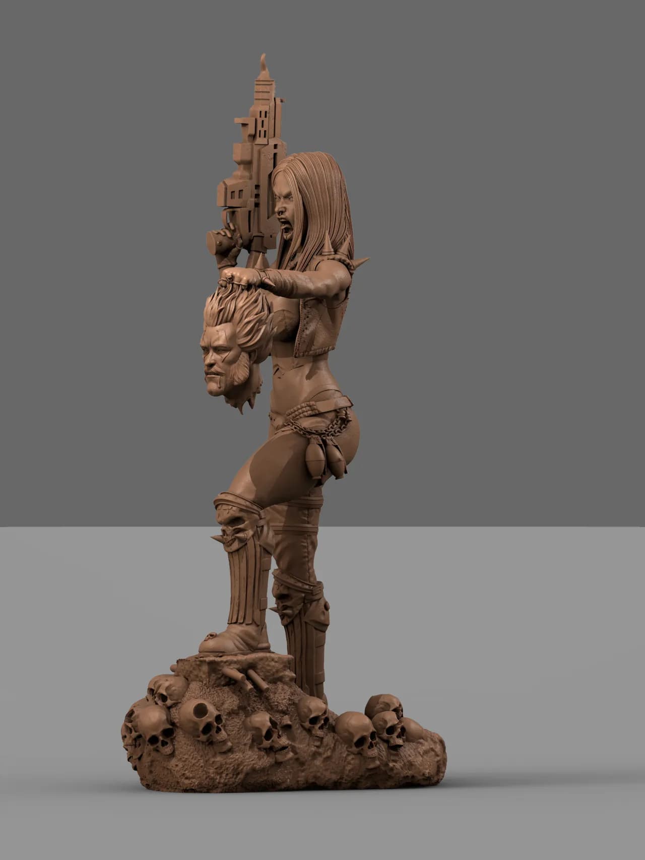 STL - Figura de Lobo femenina render 4