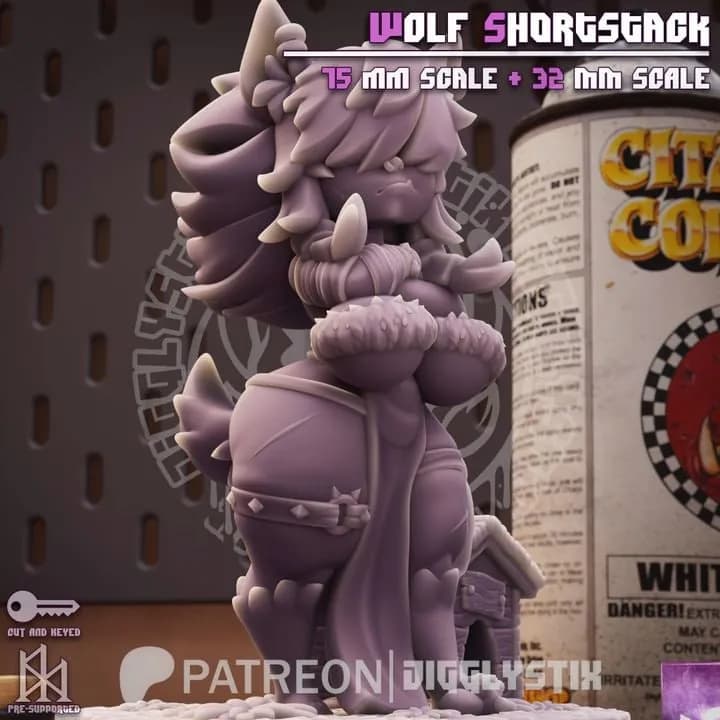 STL - Figura de lobo personaje corto