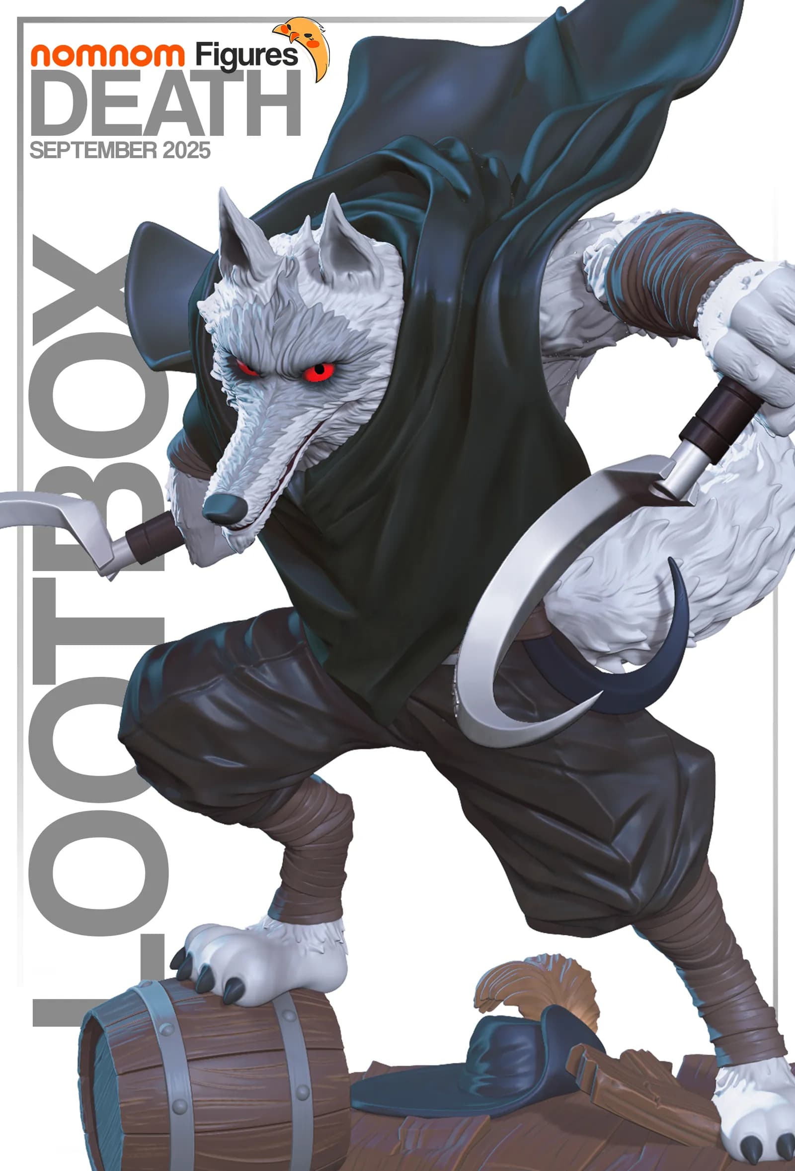 STL - Figura de lobo samurái con hoces