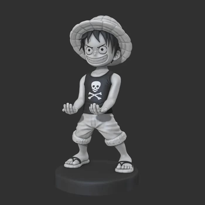 STL - Figura de Luffy en pose de acción