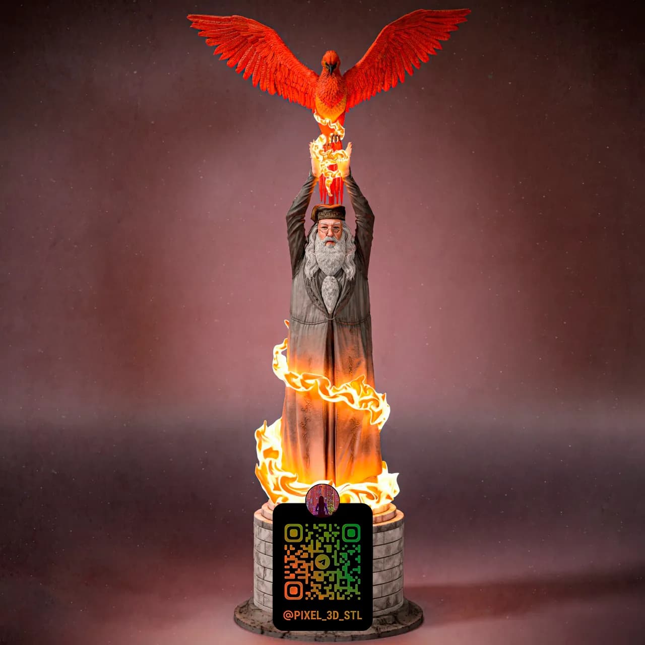 STL - figura de mago con ave fénix