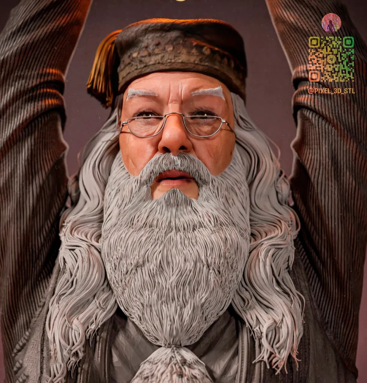 STL - figura de mago con ave fénix render 3