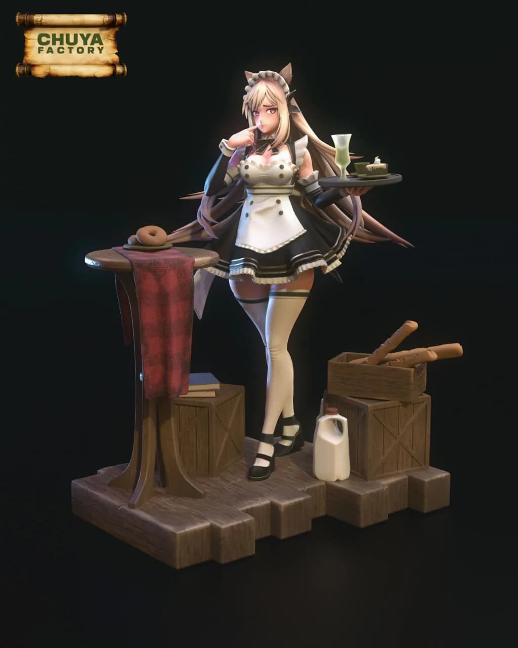 STL - Figura de Maid Café render 2