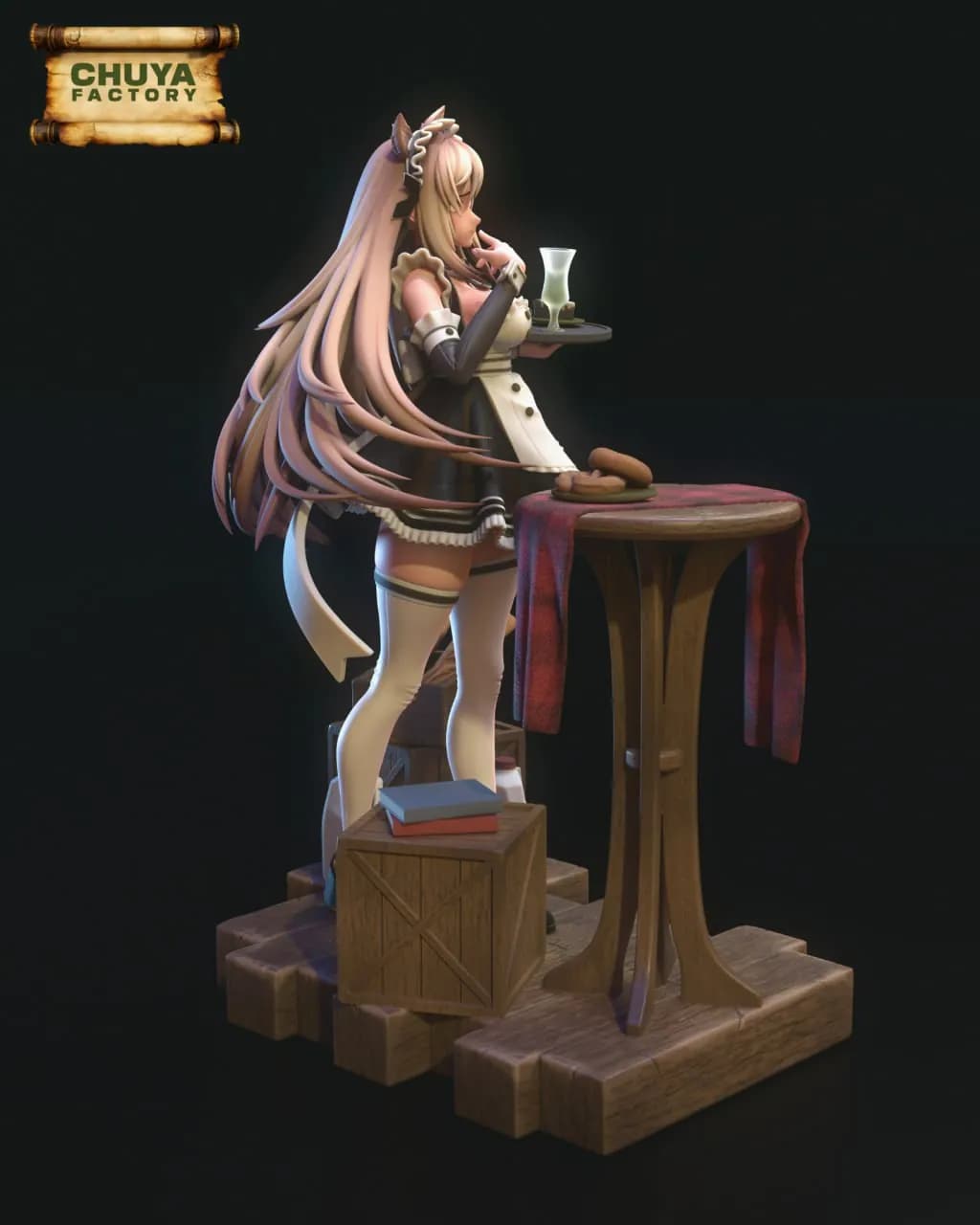STL - Figura de Maid Café render 3