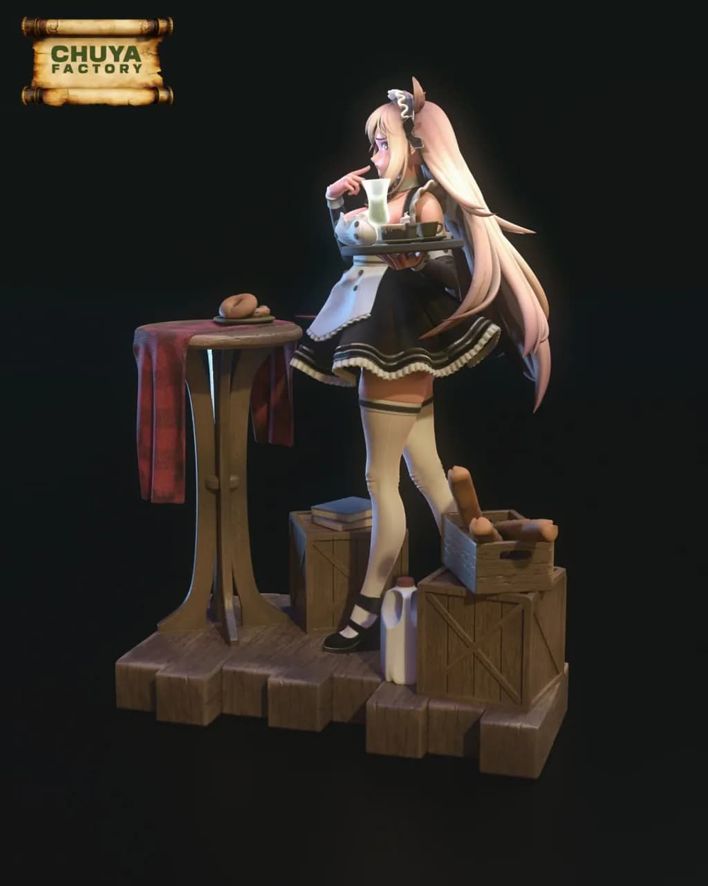 STL - Figura de Maid Café render 4